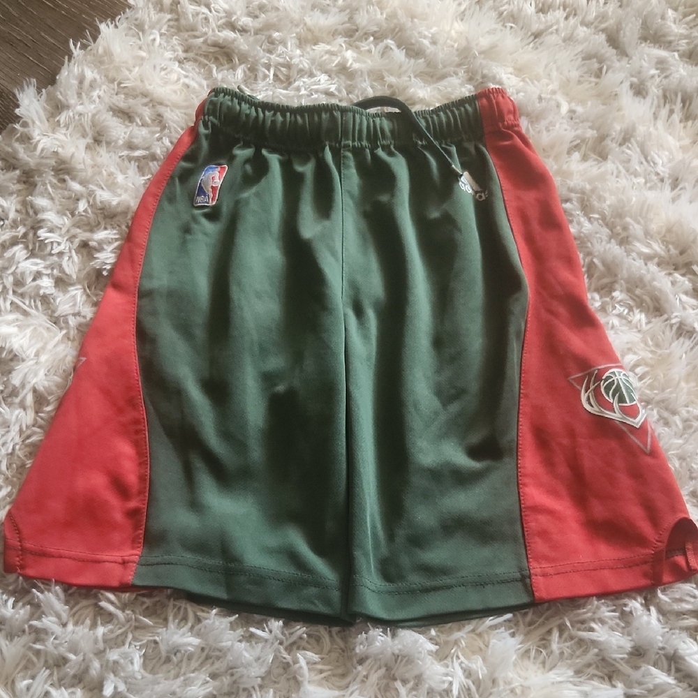 Adidas Kids Green and Red Sports Shorts
